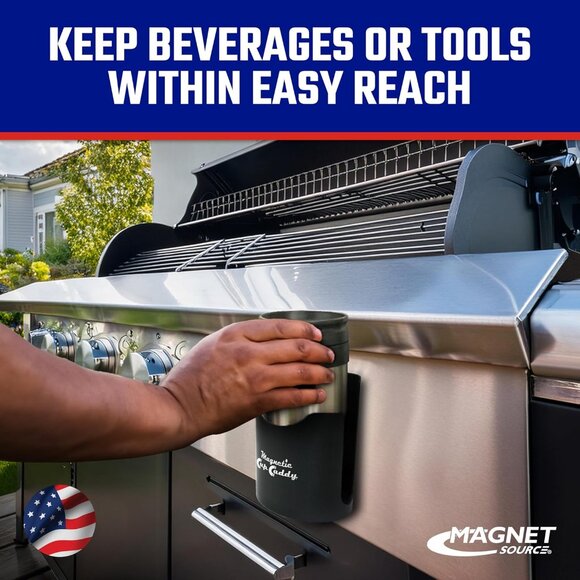 Magnetic Cup Holder - Caddy for Bottles, Glasses, and Cans - Fits on Fridge, Law - Picture 3 of 6